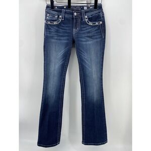 Miss Me Jeans Womens 28 Signature Boot Bootcut Dark Bling Denim Cowgirl Rodeo